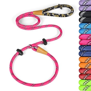Lynxking lynxking Slip Lead Dog Leash Reflective Heavy Duty Comfortable Strong Rope Leash for Large Medium Small Dogs No Pull Pet Training Pink Large 12in x 6ftSlip Lead
