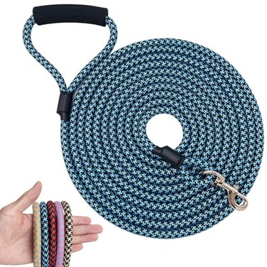 Shorven Nylon Strong Dog Rope Lead Leash Training Dog Lead with Soft Handle 620 FT Long BlueBlack Dia05 10FT