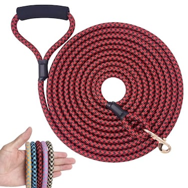 Shorven Nylon Strong Dog Rope Lead Leash Training Dog Lead with Soft Handle 620 FT Long RedBlack Dia05 15FT