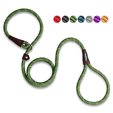 PetiFine Slip Lead Dog Leash 6FT x 12 Reflective Durable Training Rope Heavy Duty Adjustable Nylon for Small Medium Large Dogs Green