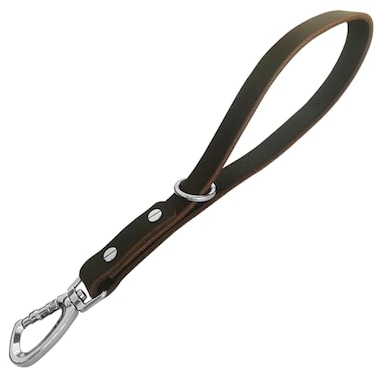AncBace Short Leather Dog Leash 14 Inch Lead With 360 Heavy Duty Metal Clip Soft Strong Light for Medium and Large Dogs Pet Training Walking Rope