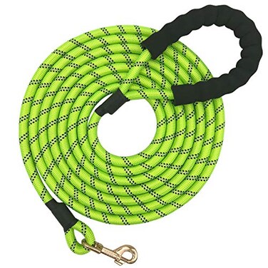 Shorven Nylon Strong Dog Rope Lead Reflective Training Dog Leash with Soft Handle 520 FT Long Green Dia05 15FT
