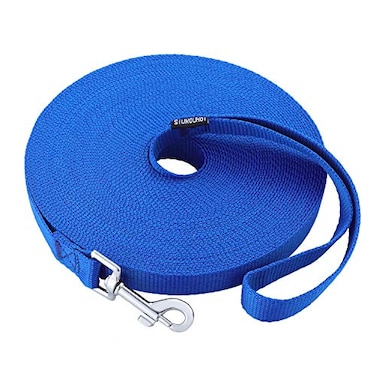 Siumouhoi DogPuppy Obedience Recall Training Agility Lead 30ft Long Training Leash34in Wide Great for Play Camping or BackyardBlue30 Feet
