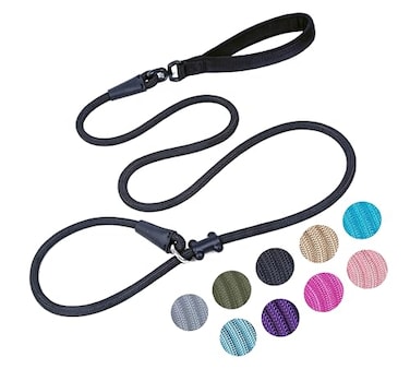 MoTaity Slip Lead Dog LeashStrong Nylon Rope Leash and Padded HandleNo Pull Outdoor Walking Training Lead for Small Medium Large Dogs Black 126ft