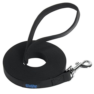 Vivifying Waterproof Dog Leash 20FT Dog Training Leash Durable PVC Coated Webbing Long Lead with Soft Handle for Camping Backyard Playing Beach and LakeBlack