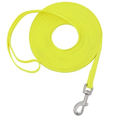 Qiaosite Waterproof Long Leash Durable Dog Recall Training Lead Great for Outdoor Hiking Training Yard Beach and Swimming Yellow 15ft