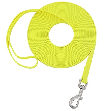 Qiaosite Waterproof Long Leash Durable Dog Recall Training Lead Great for Outdoor Hiking Training Yard Beach and Swimming Yellow 30ft