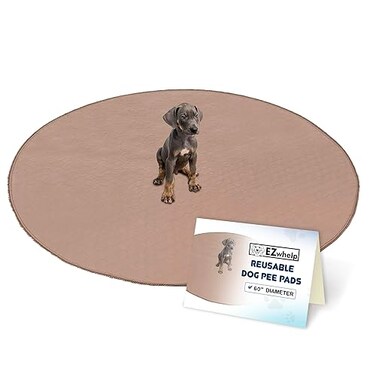 EZwhelp Reusable Dog Pee Pad Washable Waterproof Mat for Dog Potty Training or Whelping Pad Round 60 Inch