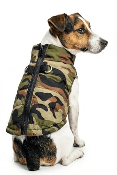DroolingDog Dog Winter Jacket Camo Waterproof Coat Dog Camouflage Costume for Small Dogs Medium Army Green