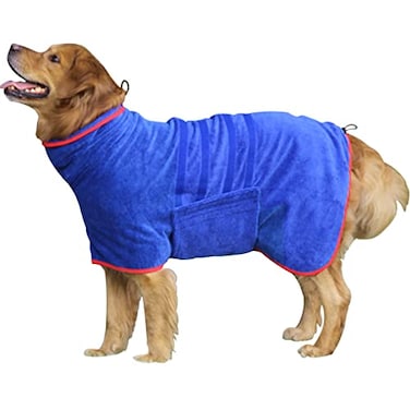 HhiMyOct Dog Drying Coat Fast Drying Dog Towel Robe Microfiber Super Absorbent Pet Bathrobe Adjustable Collar Belly Strap Fast Drying Coat Pet Dog Cat Bath Robe Towel