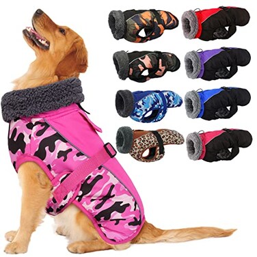 IECOii Extra Warm Reflective Adjustable Dog Jacket Fleece Turtleneck Winter Coat for Small Medium Large Dogs