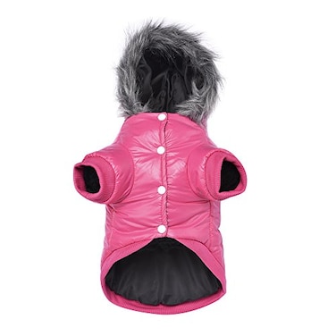 LESYPET Dog Coat for Small Dogs Windproof Doggie Puffer Jacket with Leash Hole Extra Warm Dog Jacket Winter Coat Pink XXL