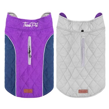 ThinkPet Dog Cold Weather Coats Cozy Waterproof Windproof Reversible Winter Dog Jacket Thick Padded Warm Coat Reflective Vest Clothes for Puppy Small Medium Large Dogs