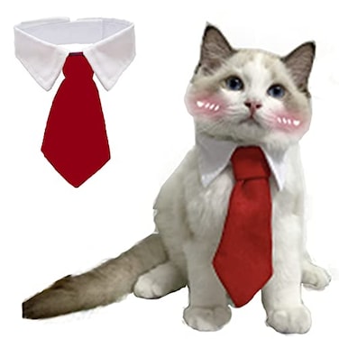 ANIAC Small Dog Cat Wedding Collar Formal Bow Tie for Cats Puppy Collar White Tuxedo Costume for Small Dogs Kittens S Red