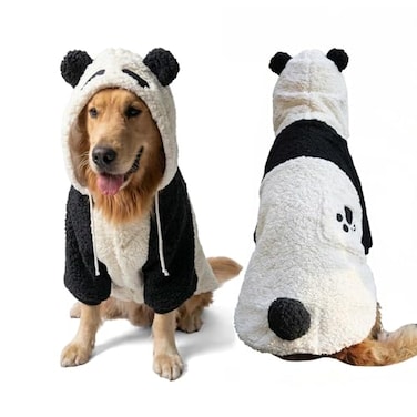 FLAdorepet Halloween Large Dog Panda Costume Outfits Winter Warm Pet Jacket Coat Funny Clothes for Medium Large Dog Labrador Husky Beagle 20 Panda