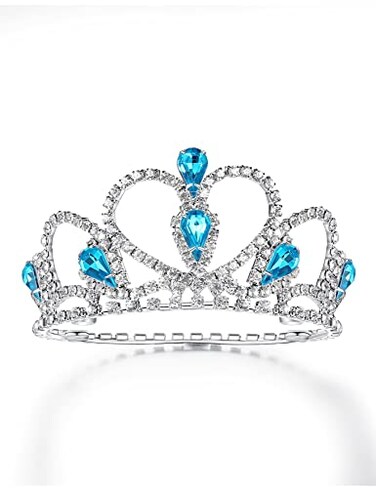 Lovelyshop Pet Series Blue Gem Rhinestone DogCat Tiara Crown for Costume Hair Accessories Medium Size