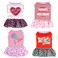 Pistha 4 Pack Adorable Puppy Dog Printed Clothes for Small Dogs Girl Holiday Apparel DressesM