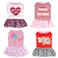Pistha 4 Pack Adorable Puppy Dog Printed Clothes for Small Dogs Girl Holiday Apparel DressesM