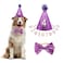 IDOLPET Dog Birthday Party Hat with Bow Tie Wedding Collar Outfit for Medium and Large Dogs Purple