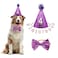 IDOLPET Dog Birthday Party Hat with Bow Tie Wedding Collar Outfit for Medium and Large Dogs Purple