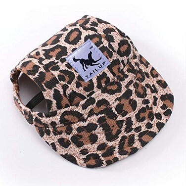 leconpet Leconpet Baseball Caps Hats with Neck Strap Adjustable Comfortable Ear Holes for Small Medium and Large Dogs in Outdoor Sun Protection S Leopard