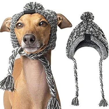 SXMFFHCG Treonca Dog Hat for Small Medium Dogs Pets Winter Warm Knitted Hat with Ear Holes Medium Grey