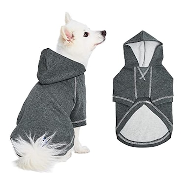 Blueberry Pet Essentials Dog Hoodie 12 inch CottonBlend Sweatshirt with Hood Charcoal Grey MachineWashable SmallDog Jersey