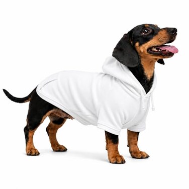 Lovelonglong Blank Basic Hoodie Sweatshirt for Dogs 100 Cotton Fits Small Medium Dachshund Large Dog OffWhite DL