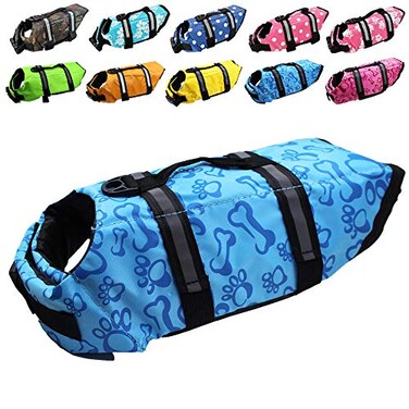 SNIK-S Dog Life Jacket EasyFit Adjustable Belt Pet Saver Swimming Safety Swimsuit Preserver with Reflective Stripes for Doggie S Blue