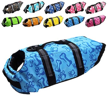 SNIK-S Dog Life Jacket EasyFit Adjustable Belt Pet Saver Swimming Safety Swimsuit Preserver with Reflective Stripes for Doggie XS Blue