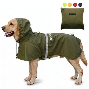 KOOGAL Pet Large Dog Raincoat Apparel Poncho Waterproof for Medium Large Sized for Dog Raincoat Clothes Jacket 6XL Green