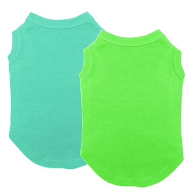 Chol&Vivi CholVivi Dog Clothes 2pcs Soft Cotton TShirts for Small Medium Large Extra Large Dogs Light Blue and Green M 18 Chest