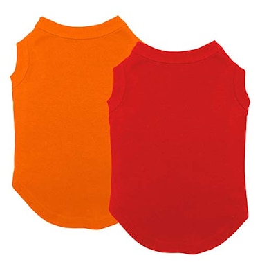 Chol&Vivi CholVivi Dog Clothes 2pcs Soft Cotton TShirts for Small Medium Large Extra Large Dogs Red and Orange S 16 Chest