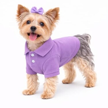 Lovelonglong lovelonglong Basic Dog Polo Shirts Premium Cotton Polo TShirts for Large Medium Small Dogs with a TwoButton Collar Blank Color Violet M