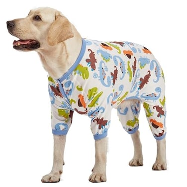 LovinPet Large Dog Pajamas Dinosaur Print Style UV Protection Post Surgery Anxiety Relief Pet Pajamas for Dogs Light Weight Big Dog Pullover Full Coverage Pitbull Types PJs M
