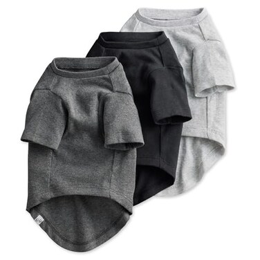 Pet Passion Toby 3Pack 100 Organic Cotton Dog Short Sleeve TShirt Pet Tees for All Breeds Gray Ombre XSmall 512 lbs