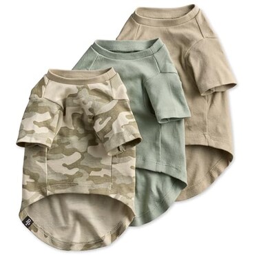 Pet Passion Toby II The Perfect Tee 3 Pack Short Sleeve Pet TShirt 100 Organic Cotton Tees Clothes for Small Medium Large Dogs Sage Camo Small 1025 lbs