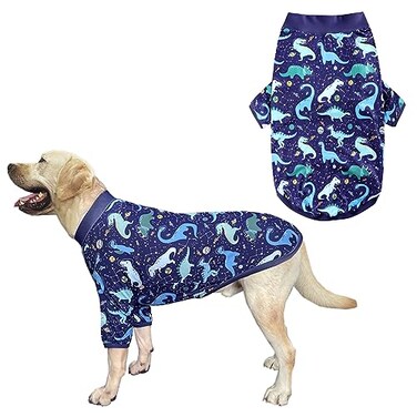 PriPre Dog Navy T Shirts with Universe Dinosaur Pattern Printed Pet Shirt Softable Pajamas for Large Dogs XXL Navy