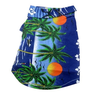 Tangpan Hawaiian Beach Coconut Tree Print Dog Shirt Summer Camp Shirt ClothesBlueM