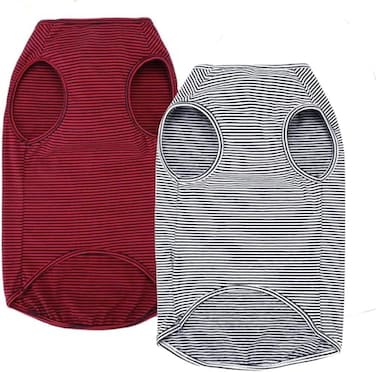 WEONE Dog Summer TShirts Striped Cotton VestPet Breathable Soft Basic Clothes for Small Medium Larg Boy Girl DogsM