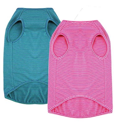 WEONE Dog Summer TShirts Striped Cotton VestPet Breathable Soft Basic Clothes for Small Medium Larg Boy Girl DogsM