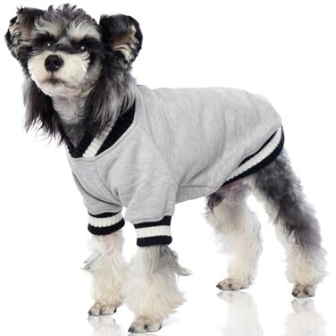 FUAMEY Dog Pullover Sweatshirt Warm Dog Clothes Soft Pet Fleece Sweater Cute Doggie Outfit for Small Medium Dogs Grey