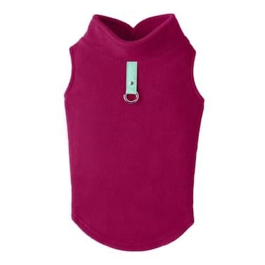 Gooby Fleece Vest Dog Sweater Fuchsia XLarge Warm Pullover Fleece Dog Jacket with ORing Leash for Small to Medium Dogs