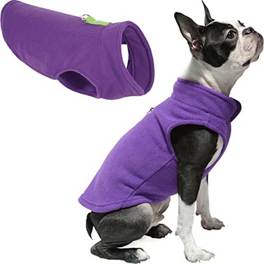 Gooby Fleece Vest Dog Sweater Lavender Medium Warm Pullover Fleece Dog Jacket with ORing Leash for Small to Medium Dogs