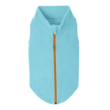 Gooby Zip Up Fleece Dog Sweater Turquoise 2XLarge Warm Pullover Fleece Stepin Dog Jacket with Dual D Ring Leash for Small to Medium Dogs