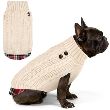 KYEESE Dog Sweater Warm Turtleneck Small Dogs Sweater Stretchy Comfy Pet Coat for Fall Winter Cold Weather Soft Pullover Dog Sweaters for Small Dogs Girl
