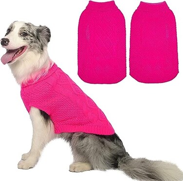 Mihachi Turtleneck Dog Sweater Winter Coat Apparel Classic Cable Knit Clothes with Leash Hole for Cold Weather Ideal Gift for Pet in New Year