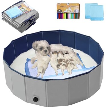 Artilife Dog Whelping BoxDog Whelping Box PoolWhelping Box for Dogs BirthingWelping Box Whelping Pen Whelping Box for Puppies Whelping Supplies Grey 39 Diax12 H