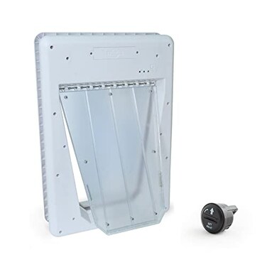 PetSafe Never Rust Electronic Pet Door Automatic Dog Door with Sensor Collar Key Smart Dog Door for Large Dogs up to 100 lb