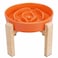 PTOBER Elevated Slow Feeder Dog Bowl Ceramic Maze Food Dish with Bamboo Stand Raised Feeding Bowl for Fast Eaters Ideal for Small and Medium Dogs Orange 67 inch